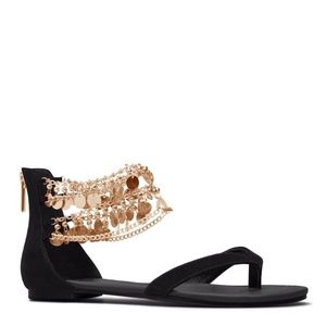 Shoe Dazzle Tammara Embellished Flat Sandals